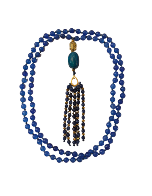 Japa Mala Ágata Azul Rey y Hematita