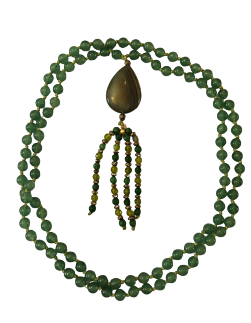 Japa Mala Ágata Verde y Hematita