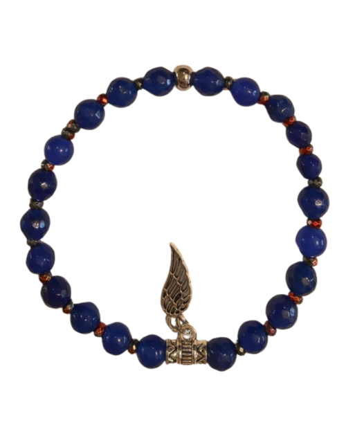 Pulsera Arcángel Miguel Ágata Azul Rey y Hematita