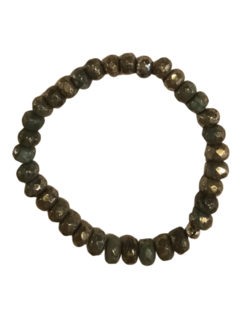 Pulsera Hilo Pirita Verde rondela facetada