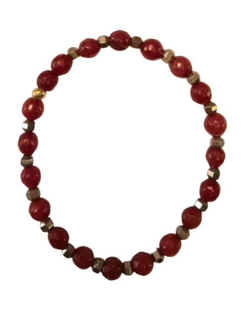 Pulsera de Moda Ágata Roja Esfera 4mm