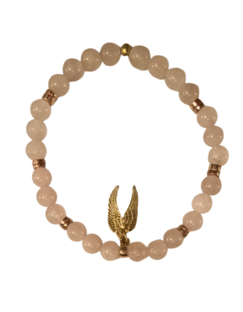 Pulsera Arcángel Chamuel: el amor de Dios Cuarzo Rosa y Hematita
